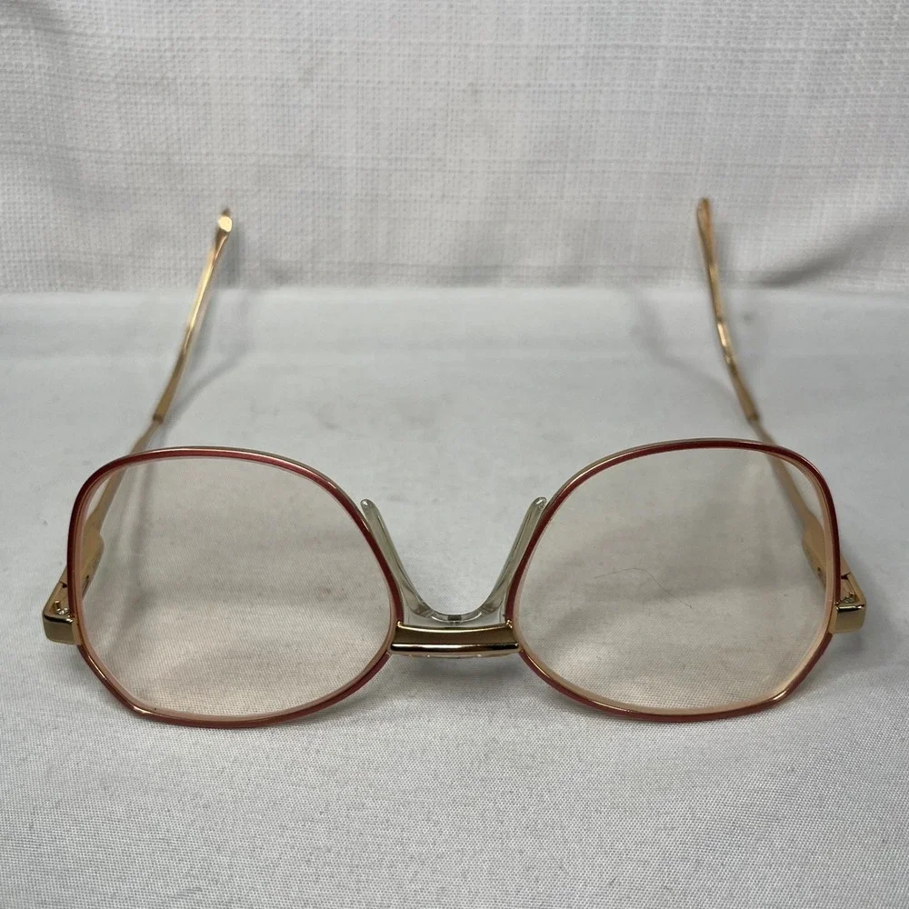 Luxottica Annette Eyeglasses Gold Electric Pink Square Frame Italy 53-17-130